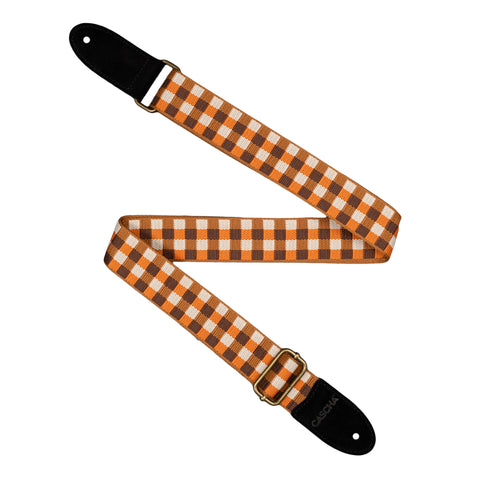 Ukulele Strap Jacquard - Checker Orange