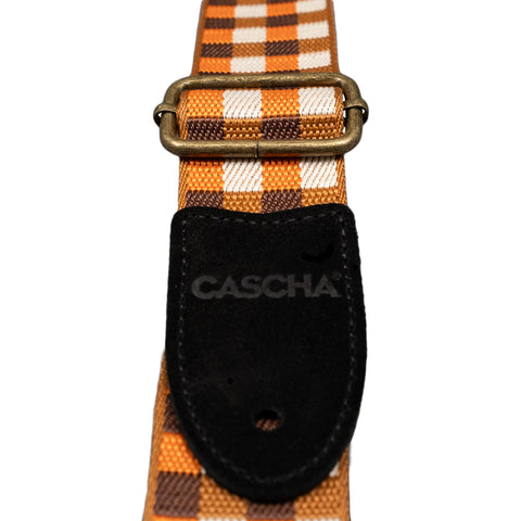 Ukulele Strap Jacquard - Checker Orange