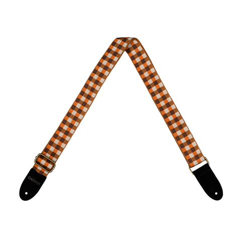 Ukulele Strap Jacquard - Checker Orange
