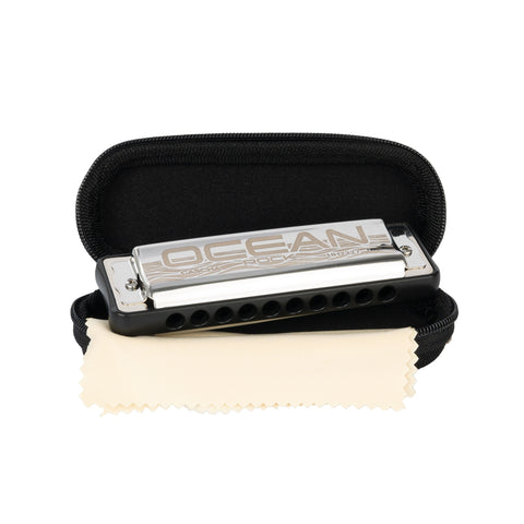 Ocean Rock Blues Harmonica in G Diatonic, black