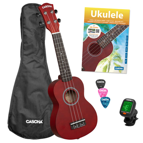 Soprano Ukulele Linden Red Set
