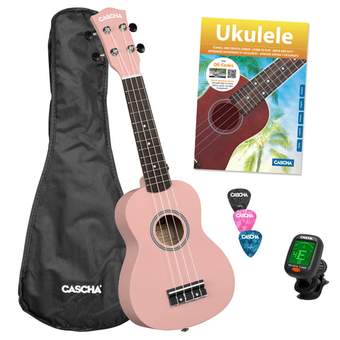 Soprano Ukulele Linden Pink Set