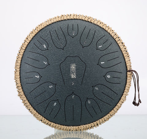HLURU THS15-14 Navy Blue Steel Tongue Drum 14" 15 notes lotus Carbon steel C-major