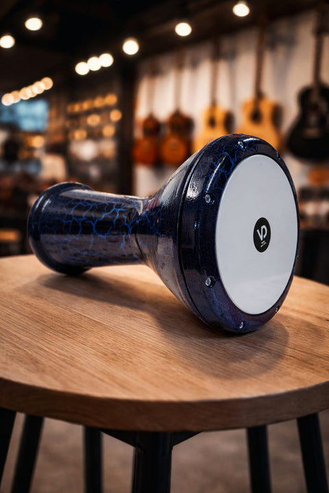 Turkish Darbuka Black with Blue Decoration SULTAN VTN7070