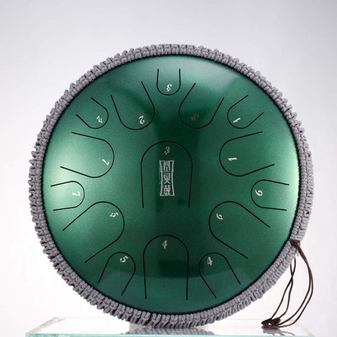 HLURU TBP15-14 Jewel Green Steel Tongue Drum 14" 15 notes Pearl Finish D-major