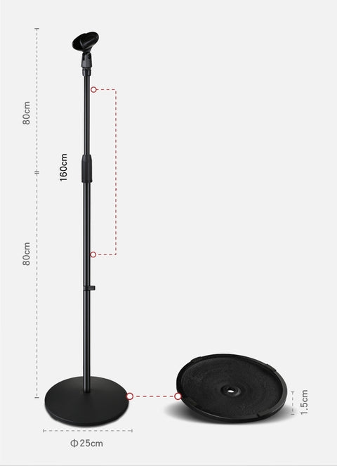 Microphone stand with round metal base OSKAR MARTIN MIS08 80-160 CM