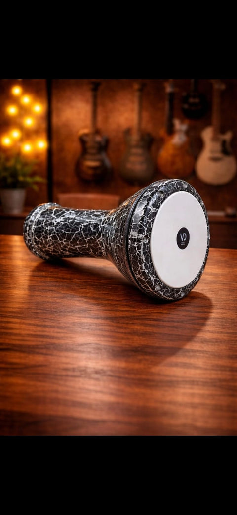 Turkish Darbuka Black with White Color SULTAN VTN7019