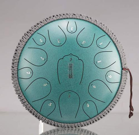 HLURU THL15-13 Malachite Steel Tongue Drum 13" 15 notes lotus Carbon steel D-major