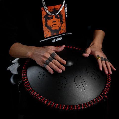 HLURU TAH9-14 Ink Black Handpan Drum 14" 9 notes copper steel D-Kurd