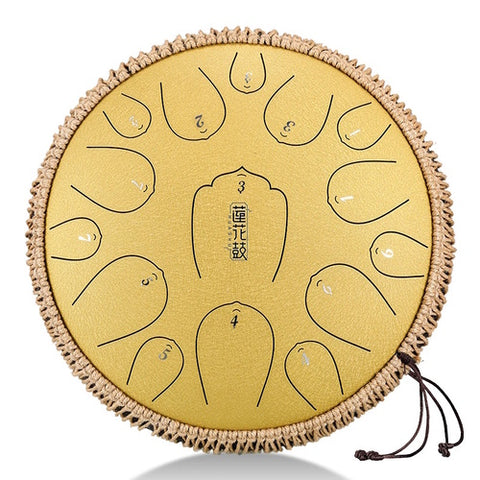 Steel Drum HLURU THL15-13 Golden Steel Tongue Drum 13" 15 notes lotus Carbon steel D-major