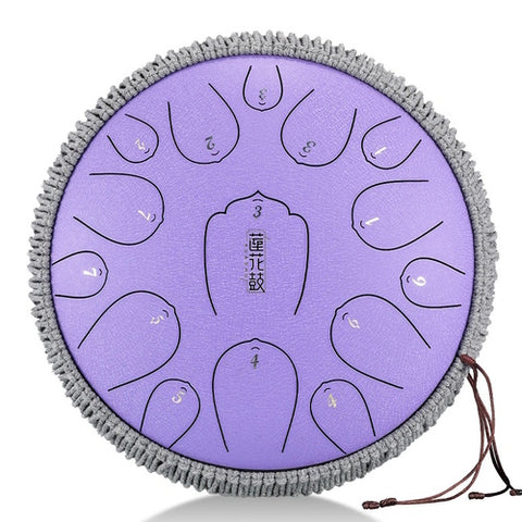 HLURU THL15-13 Lavender Steel Tongue Drum 13" 15 notes lotus Carbon steel D-major
